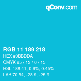 カラーコード: RGB 11 189 218 | qconv.com