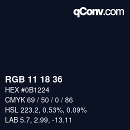 Color code: RGB 11 18 36 | qconv.com