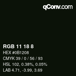 颜色代码: RGB 11 18 8 | qconv.com