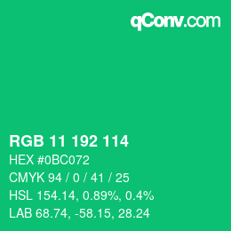 Color code: RGB 11 192 114 | qconv.com