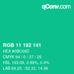 Color code: RGB 11 192 141 | qconv.com