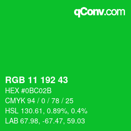 Color code: RGB 11 192 43 | qconv.com