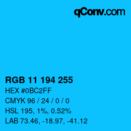 Color code: RGB 11 194 255 | qconv.com