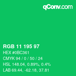 カラーコード: RGB 11 195 97 | qconv.com