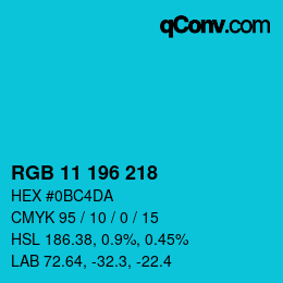 Color code: RGB 11 196 218 | qconv.com