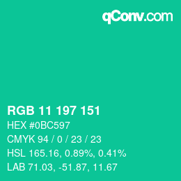 Color code: RGB 11 197 151 | qconv.com