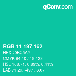 Color code: RGB 11 197 162 | qconv.com