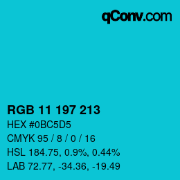 Color code: RGB 11 197 213 | qconv.com