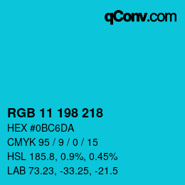 カラーコード: RGB 11 198 218 | qconv.com