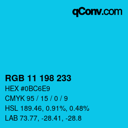 Color code: RGB 11 198 233 | qconv.com