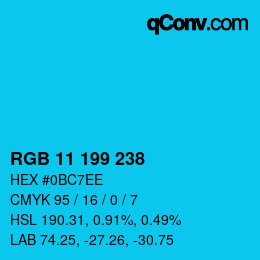 Color code: RGB 11 199 238 | qconv.com