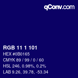 カラーコード: RGB 11 1 101 | qconv.com
