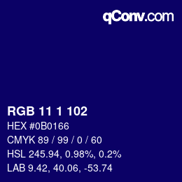 カラーコード: RGB 11 1 102 | qconv.com
