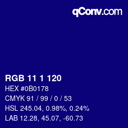 カラーコード: RGB 11 1 120 | qconv.com