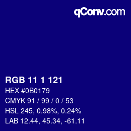 Color code: RGB 11 1 121 | qconv.com