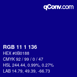 Color code: RGB 11 1 136 | qconv.com