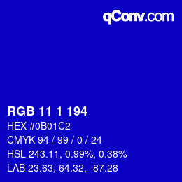Color code: RGB 11 1 194 | qconv.com