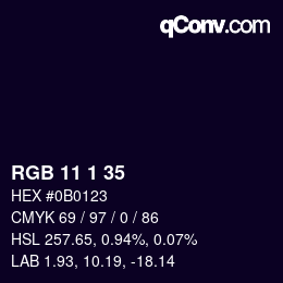 Color code: RGB 11 1 35 | qconv.com