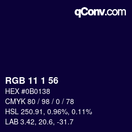 Color code: RGB 11 1 56 | qconv.com
