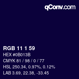 Color code: RGB 11 1 59 | qconv.com