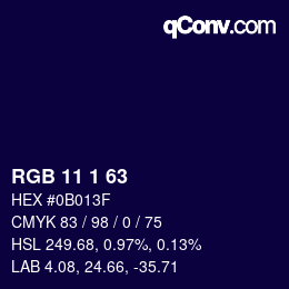 Color code: RGB 11 1 63 | qconv.com