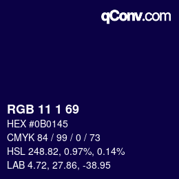 Color code: RGB 11 1 69 | qconv.com