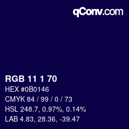 Color code: RGB 11 1 70 | qconv.com