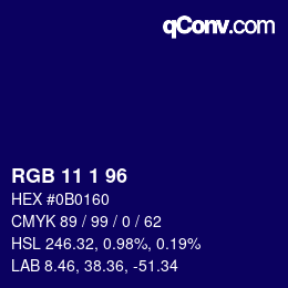 Color code: RGB 11 1 96 | qconv.com