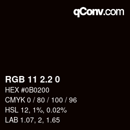 カラーコード: RGB 11 2.2 0 | qconv.com