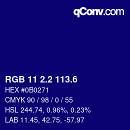 カラーコード: RGB 11 2.2 113.6 | qconv.com