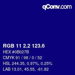 カラーコード: RGB 11 2.2 123.6 | qconv.com