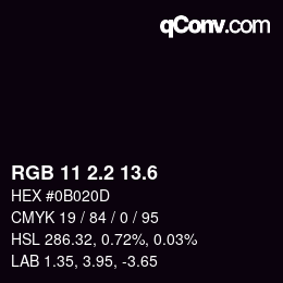 カラーコード: RGB 11 2.2 13.6 | qconv.com