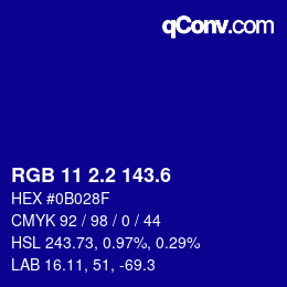 カラーコード: RGB 11 2.2 143.6 | qconv.com
