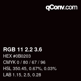 カラーコード: RGB 11 2.2 3.6 | qconv.com