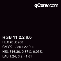 カラーコード: RGB 11 2.2 8.6 | qconv.com