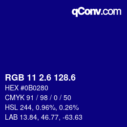 カラーコード: RGB 11 2.6 128.6 | qconv.com
