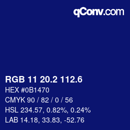 カラーコード: RGB 11 20.2 112.6 | qconv.com