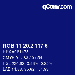 カラーコード: RGB 11 20.2 117.6 | qconv.com