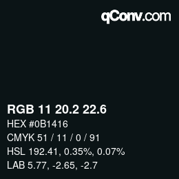 カラーコード: RGB 11 20.2 22.6 | qconv.com