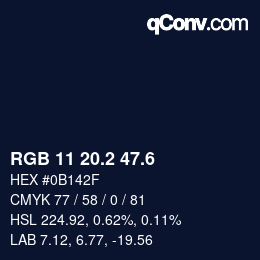 カラーコード: RGB 11 20.2 47.6 | qconv.com