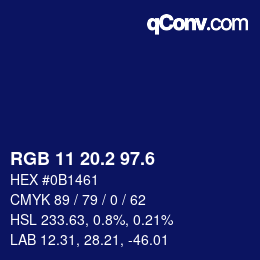 カラーコード: RGB 11 20.2 97.6 | qconv.com