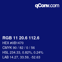 カラーコード: RGB 11 20.6 112.6 | qconv.com