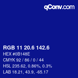 カラーコード: RGB 11 20.6 142.6 | qconv.com