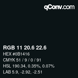 カラーコード: RGB 11 20.6 22.6 | qconv.com