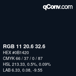 カラーコード: RGB 11 20.6 32.6 | qconv.com