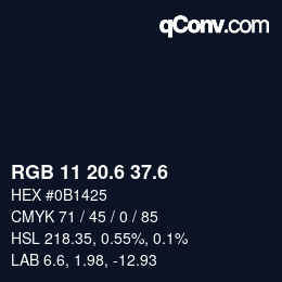 カラーコード: RGB 11 20.6 37.6 | qconv.com