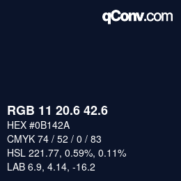 カラーコード: RGB 11 20.6 42.6 | qconv.com