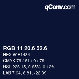 カラーコード: RGB 11 20.6 52.6 | qconv.com