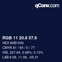 カラーコード: RGB 11 20.6 57.6 | qconv.com
