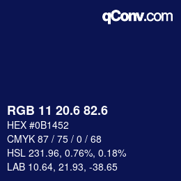 カラーコード: RGB 11 20.6 82.6 | qconv.com